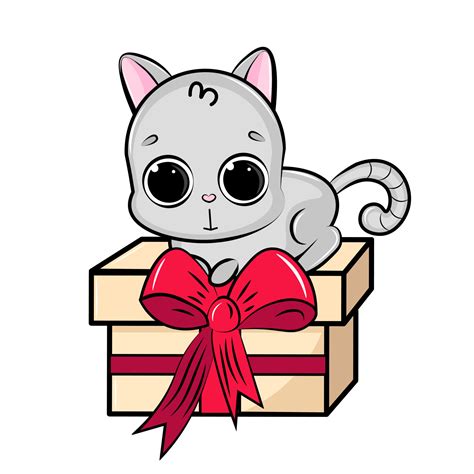 cute cat with gift box 20231117 Vector Art at Vecteezy