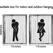 Buy Jetec Bathroom Sign Man Woman Bathroom Sign Funny Bathroom Sign Wooden Bathroom Wall Art ...