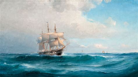 Desktop Wallpaper Oil Painting Ship In Ocean Wallpaper, Hd Image, Picture, Background, Lvsok5