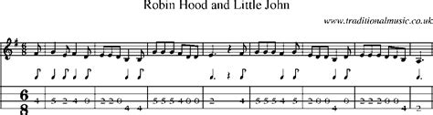 Mandolin Tab and Sheet Music for song:Robin Hood And Little John