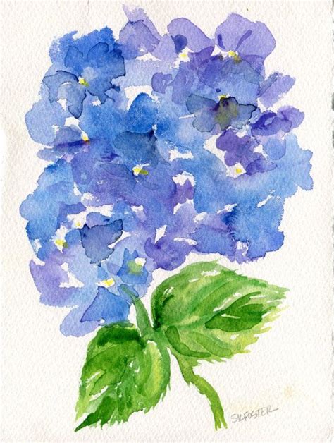 Purple and Blue Hydrangeas watercolor painting original, 5 x 7 | Watercolor paintings, Painting ...