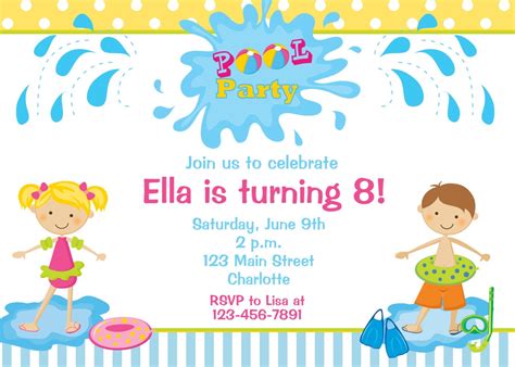 Pool party birthday invitation pool party by TheButterflyPress