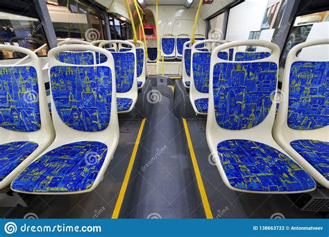 City bus interior stock photo. Image of inside, blue - 138663722