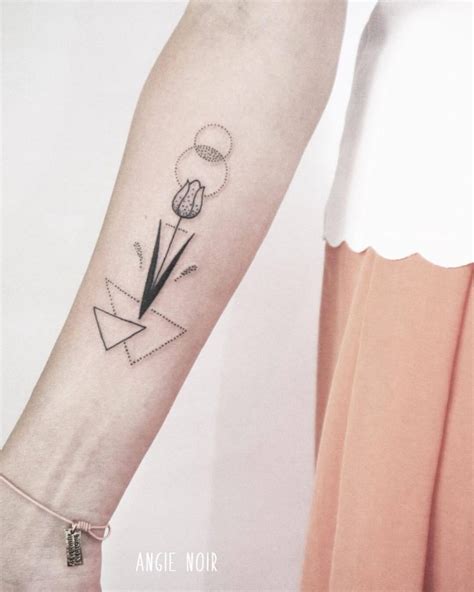 Tulip and geometric shapes tattoo by angie noir - Tattoogrid.net