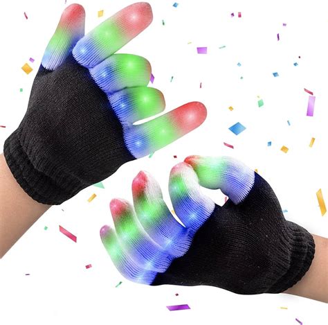 Kids LED Lighting Flashing Gloves Glow 7 Modes Light Up Party Gloves Gift - 1