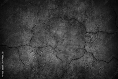 Cracked black concrete wall, gloomy cement texture background Stock ...