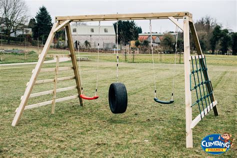 ARIZONA: Monkey Bar Swing Set: Jungle Gym, Wooden Climber, Cargo Net ...