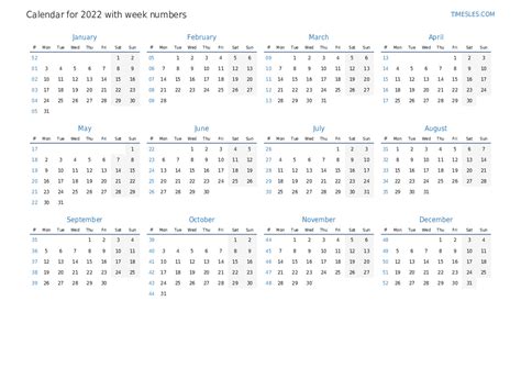 Weekly Calendar 2022 With Week Numbers – Get Latest News 2023 Update