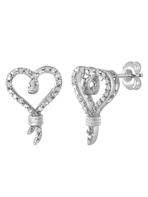 Brilliance Fine Jewelry Sterling Silver 1/10 Carat T.W. Diamond Earring - Walmart.com