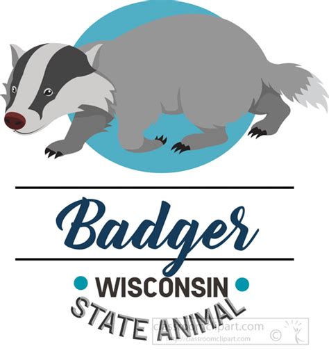 Wisconsin State Clipart - wisconsin-state-animal-badger-clipart - Classroom Clipart