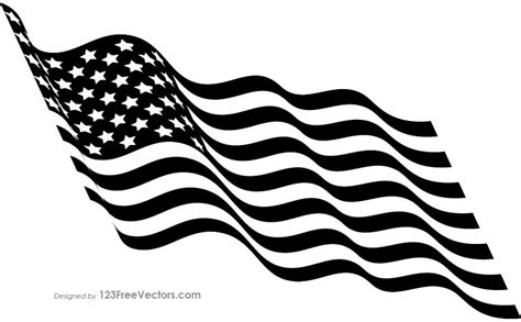 Black and White Waving American Flag | Clipart black and white, American flag, Black and white