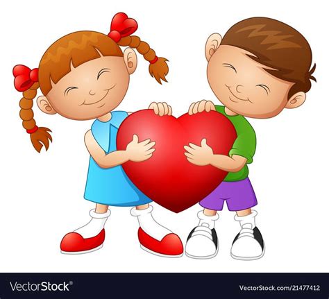 illustration of Cartoon couple in love holding heart. Download a Free Preview or High Quality ...