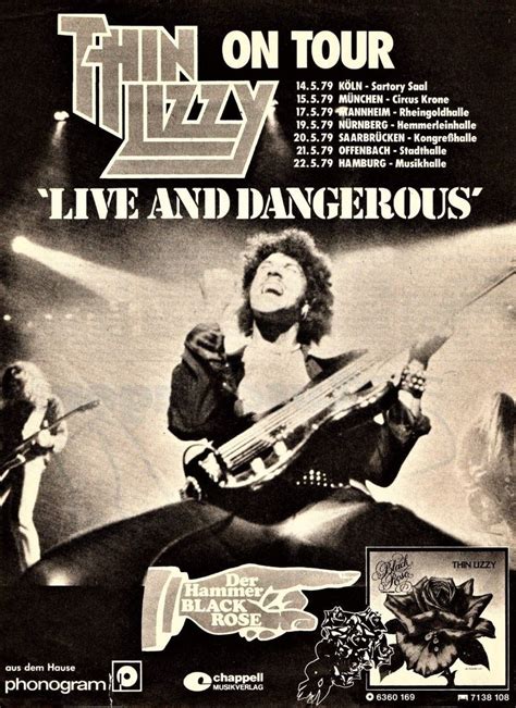 Thin Lizzy Concert Poster Live And Dangerous German Tour Dates | Concert posters, Music concert ...