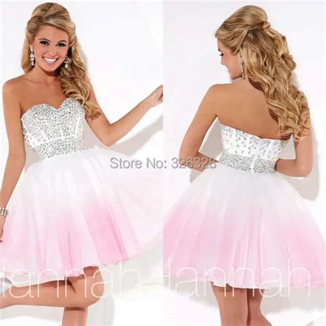 White And Pink Short Homecoming Dresses Sweetheart Neckline Cocktail ...