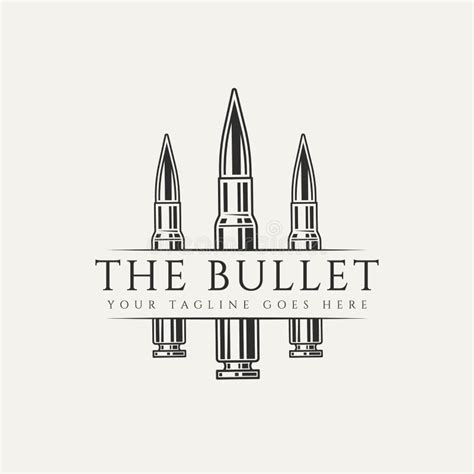 Gun or Bullet with Vintage and Insignia Style Logo Vector Illustration Design Icon Template ...