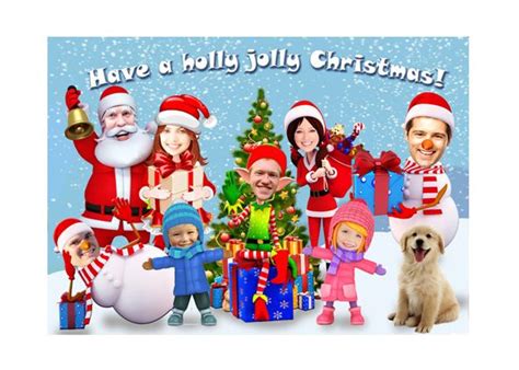 Personalized Family Christmas Card Caricature | Funny christmas photos ...