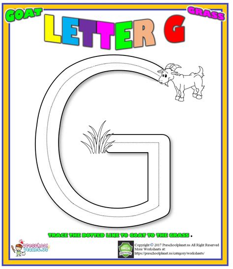 Letter G worksheet for preschool – Preschoolplanet