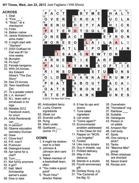 Seattle Times Crossword Printable