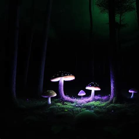 1080p picture: Dark fanciful wild forest with some mushrooms on