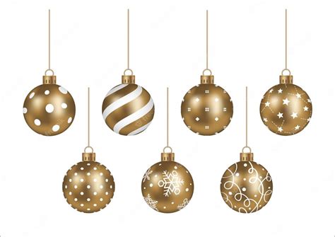 Premium Vector | Realistic Gold Christmas Ball Vector Illustration Set ...