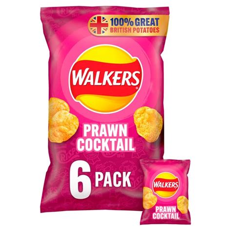 Walkers Prawn Cocktail Crisps 25g x 6 per pack from Ocado