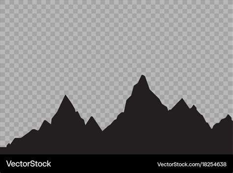 Set of black and white mountain silhouettes Vector Image