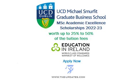 MSc Academic Excellence Scholarships at UCD Smurfit School 2022-23