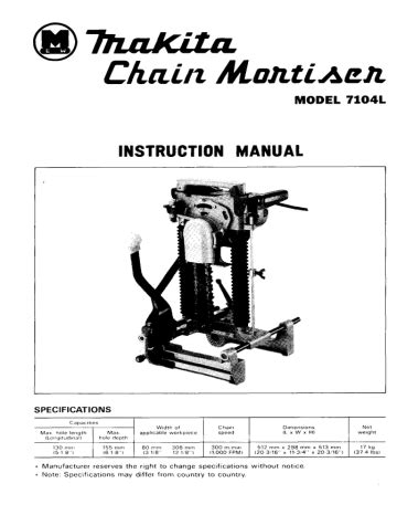 Makita 7104L Chain Mortiser Instruction manual | Manualzz