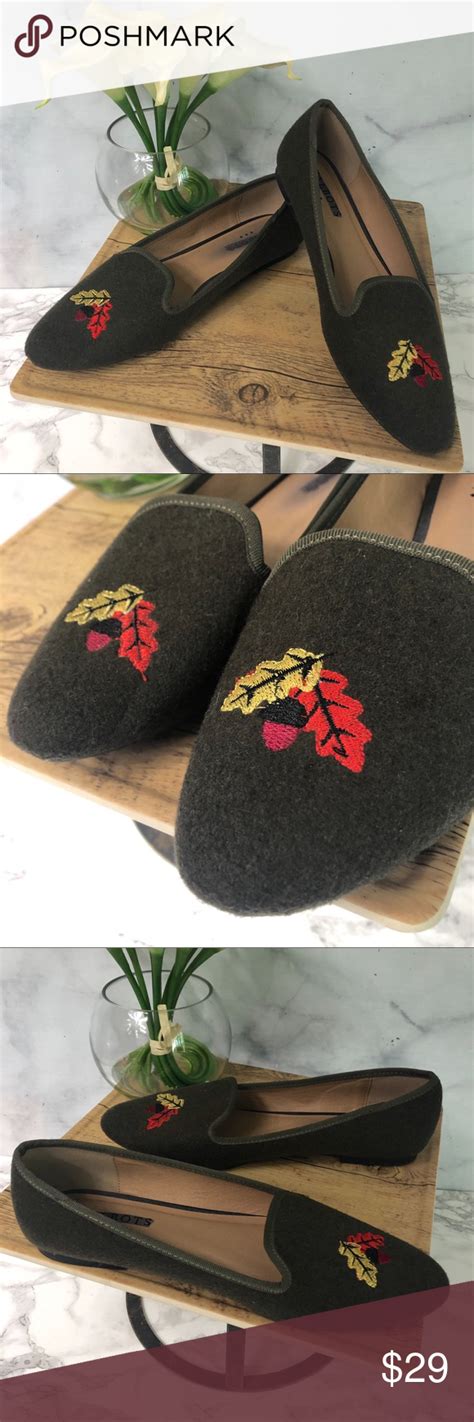 🆕 Talbots Olive Green Embroidered Acorn Flats Perfect shoes for fall ...