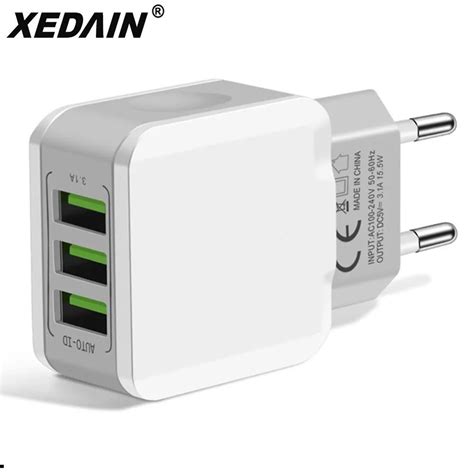 Fast Mobile Phone EU Plug 2/3 Port USB Charger Adapter Charging Travel ...