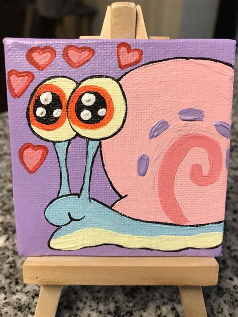 Gary the snail, Spongebob mini painting | Spongebob painting, Simple canvas paintings, Mini ...