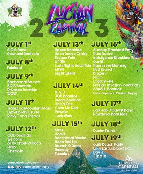 Carnival 2023 Calendar – Saint Lucia Carnival