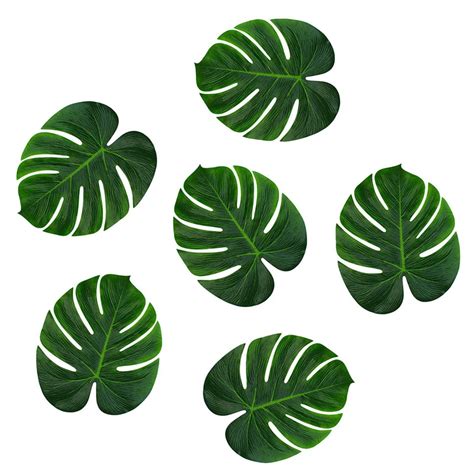 12PCS Large Artificial Leaves Tropical Palm Tree Silk Green Fake Palm Leaf Table Placemats ...