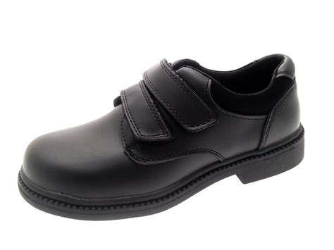 Kids Boys Black Leather School Shoes Lace Up Slip On Sports Trainers ...