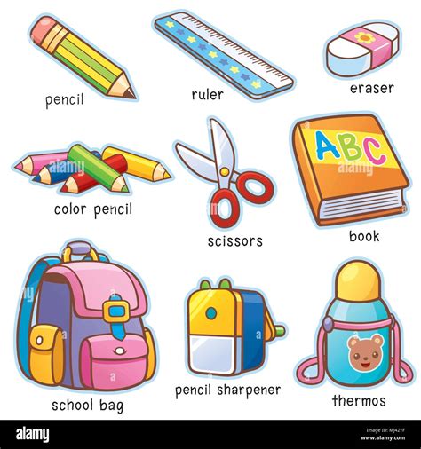 Vector illustration of Cartoon Back to school vocabulary Stock Vector Image & Art - Alamy