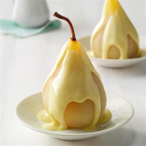 Poached Pears with Vanilla Sauce | Recipe | Pear recipes, Pear dessert, Fruit recipes