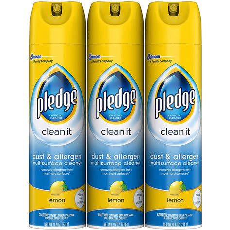 Pledge Dust & Allergen Multi-Surface Cleaner Spray, Works on Leather, Granite, Wood, and ...