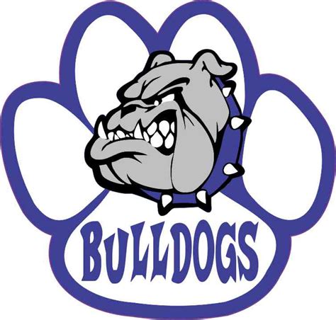 5in x 4.75in Blue and White Bulldog Paw Sticker