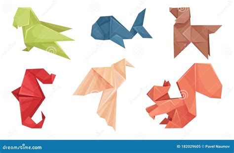 Origami Animals Vector Set. Colorful Art of Paper Folding Stock Vector - Illustration of ...