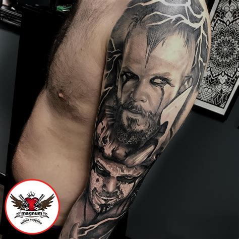 Added Ivar the boneless a Viking sleeve by Troy Tuck with #magnumtattoosupplies 🙌🏻💪🏻 # ...