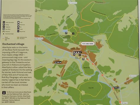 Photographs and map of Aberfoyle in The Trossachs Region of Scotland