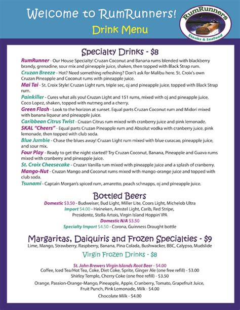 Rum Runners Restaurant: Waterfront Dining on St. Croix serving Lunch, Dinner and Sunday Brunch