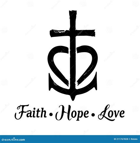 Vector Faith, Hope, Love, Christian Faith Symbols. Stock Vector - Illustration of heart ...