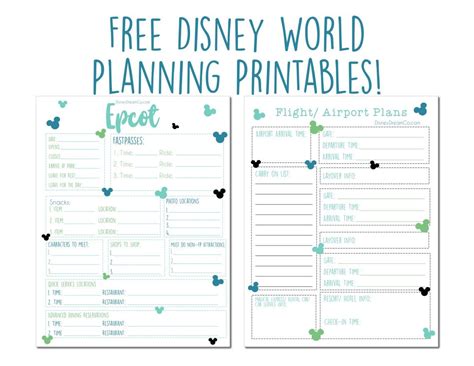 Disney World FREE Planning Printables - Disney Dream Co | Disney world ...