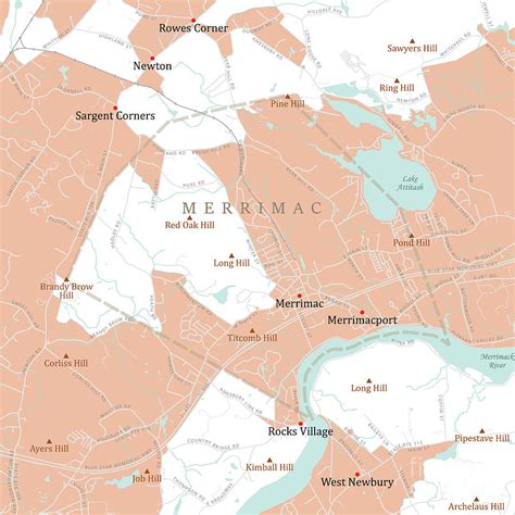 MA Essex Merrimac Vector Road Map Digital Art by Frank Ramspott - Fine ...