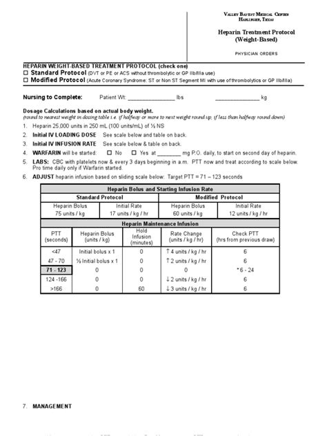 VBMC Heparin Protocol FINAL May2004 | Dose (Biochemistry) | Health Sciences