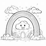 Download Regenboog Met Wolken En Sterren Kleurplaat Coloring Pages  sketch template