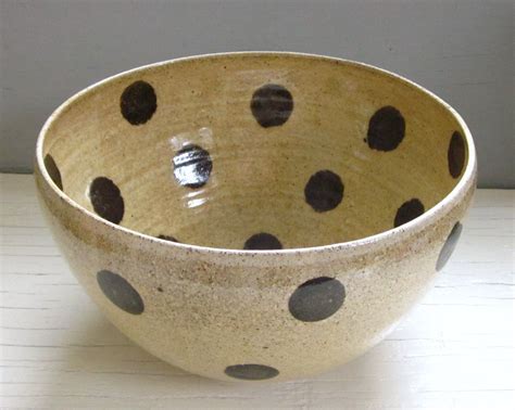 ready to ship serving bowl mixing bowl small ceramic pottery polka ...