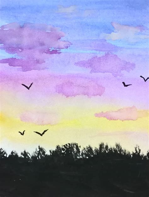 Watercolor sky and sunset by davincimelancholy on DeviantArt