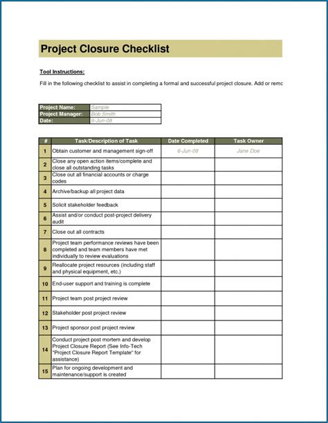 Get Our Image of Project Closeout Checklist Template | Checklist template, Report template, Book ...